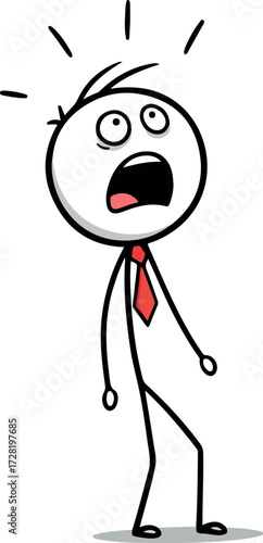 Stick figure with a shocked expression and a red tie.