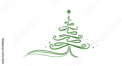 Elegant Green Christmas Tree Illustration for Holiday Season and Festive Designs