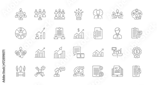 Collection of Business and Finance Icons for Websites and Presentations - Outline Style