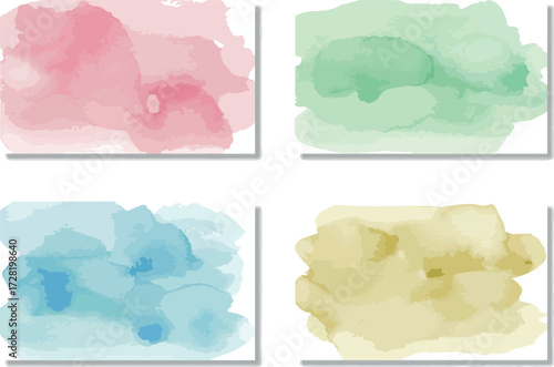 Watercolor washes in various colors perfect for artistic backgrounds and designs.