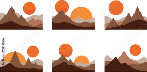 Sunset over Mountains A Scenic Landscape Illustration.