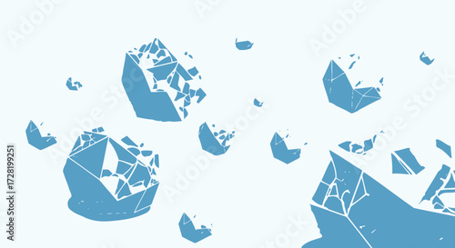 Abstract illustration of geometric shapes representing broken ice or crystals with a modern design