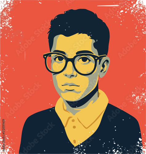 Young man with glasses looking serious and focused on the viewer.