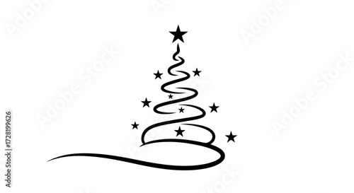 Elegant Christmas Tree Silhouette Festive Celebration, Holiday Cheer, Winter Season Design Element