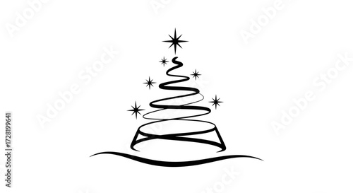 Elegant Christmas Tree Illustration A Minimalist Design for Festive Season Decorations and Greetings