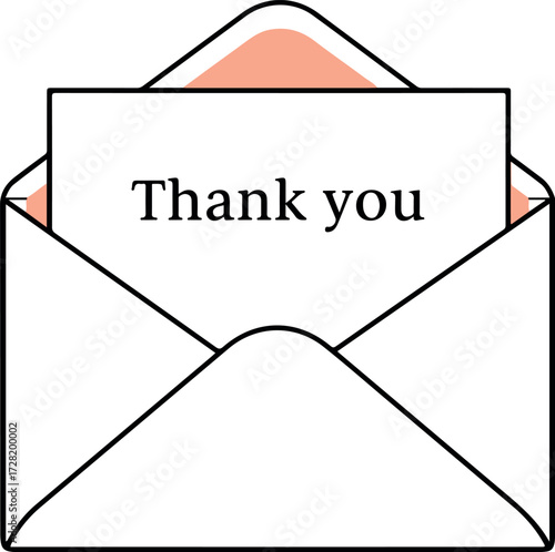 Thank You Note in Envelope Expressing Gratitude and Appreciation 1.