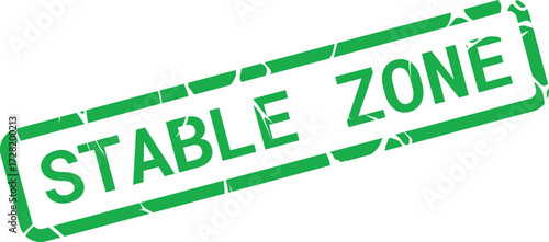 Green stable zone stamp angled slightly with distressed texture, showing transparency behind
