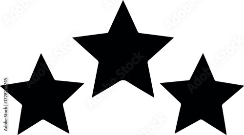 Three black stars arranged in a row on a white background.
