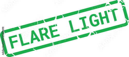 Green rectangular frame displays the words flare light in white across a transparent background