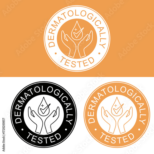 Dermatologically tested label for skincare products Vector