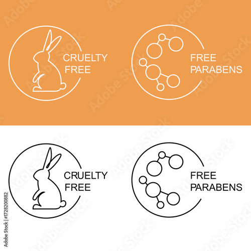 Cruelty free and paraben free product label symbols Vector