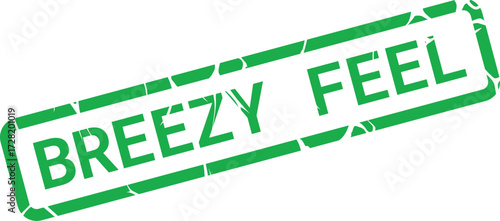 Green Breezy Feel impression mark showcases authentic aged texture against a transparent backdrop