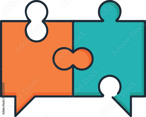 Two puzzle pieces representing communication and collaboration in business.