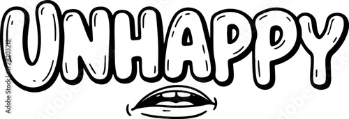 Unhappy word art with a mouth.