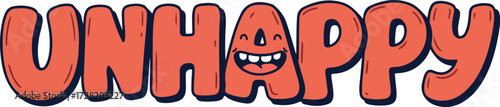 Unhappy word art with a smiling face in the letter A.