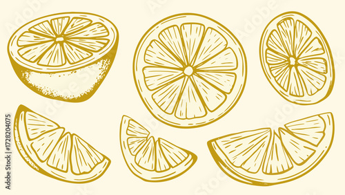 Vibrant golden citrus slices artfully arranged, perfect for refreshing designs and healthy lifestyle promotions