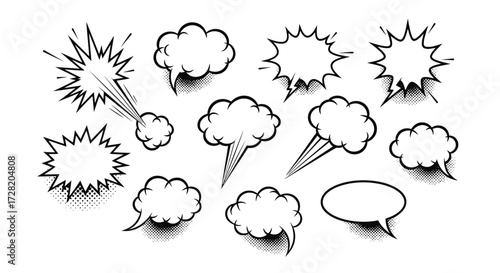 Dynamic comic book speech bubbles and action sound effects collection for vibrant design projects and creative storytelling