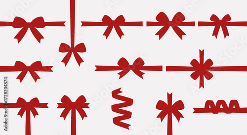 Stunning collection of vibrant red satin bows and ribbons for elegant gift wrapping and festive celebrations