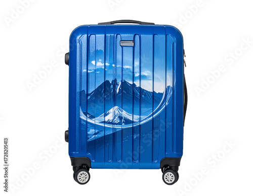 Blue Hard Shell Luggage with Wheels – Isolated on White Background