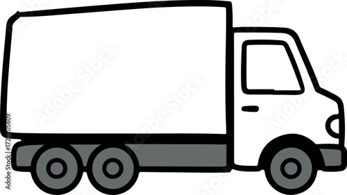 White delivery truck illustration isolated on white background for transport.