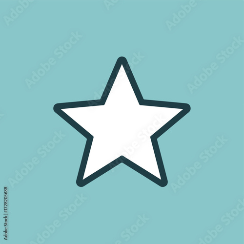 White star with dark outline on a light blue background simple design.