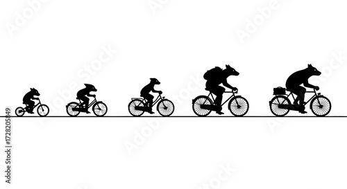 Witness the remarkable evolution of cycling prowess and ambition, showcasing a journey from simple beginnings to sophisticated travel with a briefcase