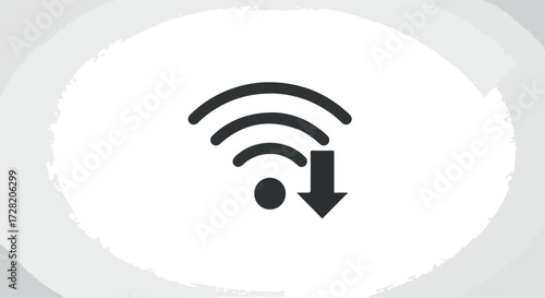 Wireless network connection with download symbol indicating data transfer.