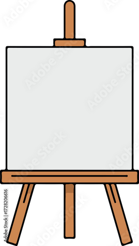 Wooden easel with blank canvas ready for painting or art creation.