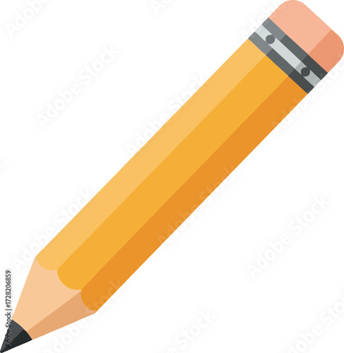 Yellow pencil with eraser ready for writing and drawing on paper 1.