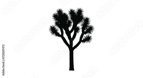 A striking depiction of a yucca plant in black and white silhouette