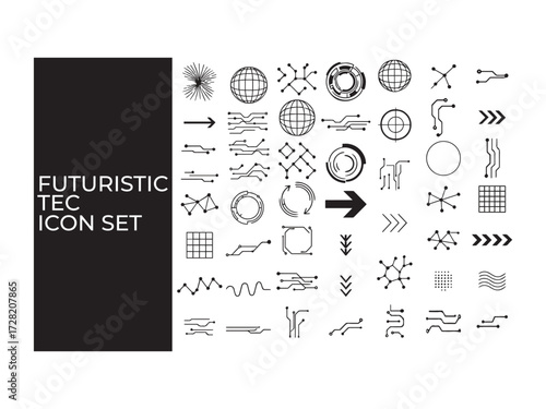 Futuristic tec holographic infographic element collection icon set