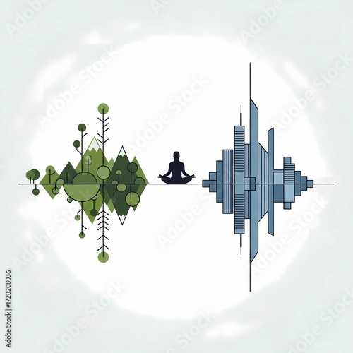 Balance of Life Concept with Nature and City