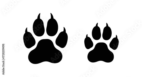 Bold black paw prints against a clean white background, perfect for pet branding and animal-related designs