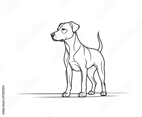 Continuous line art of a dog standing