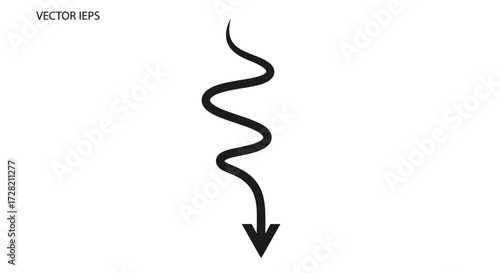 Dynamic downward arrow with flowing, curved design, perfect for conveying direction, movement, and progress.