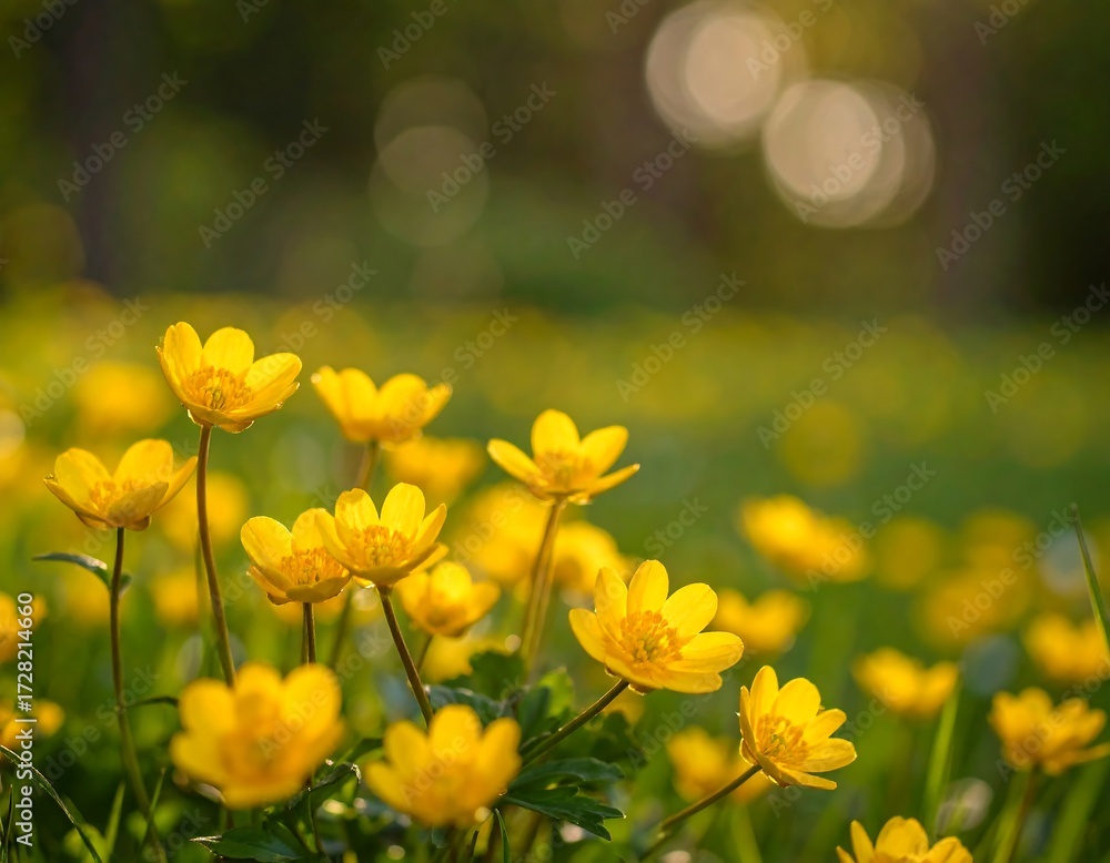 Fototapeta premium Bright yellow flowers in a field