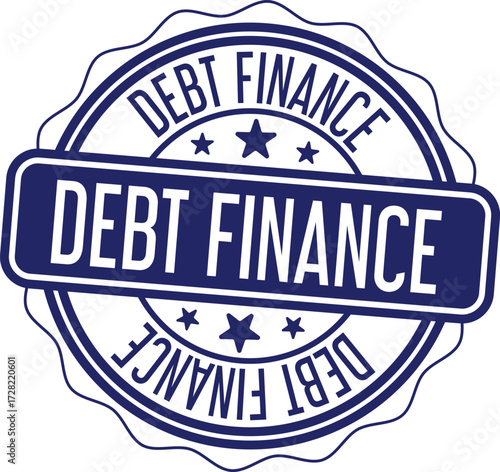 Debt Finance Blue Badge – Financial Services Stamp Label Design for Banking and Loans