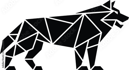 Modern geometric low poly wolf silhouette art for abstract animal logo design