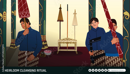 Illustration of Yogyakartas Court Servant Tradition in Flat Design