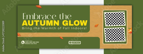 Embrace the autumn glow banner design for social media isolated on white background