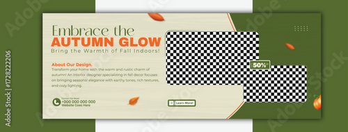 Embrace the autumn glow banner design for social media isolated on white background