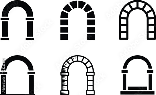 Collection of Six Stylized Arch Icons