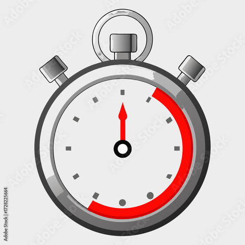 Realistic Silver Stopwatch Timer – Precision Time Measurement Illustration.