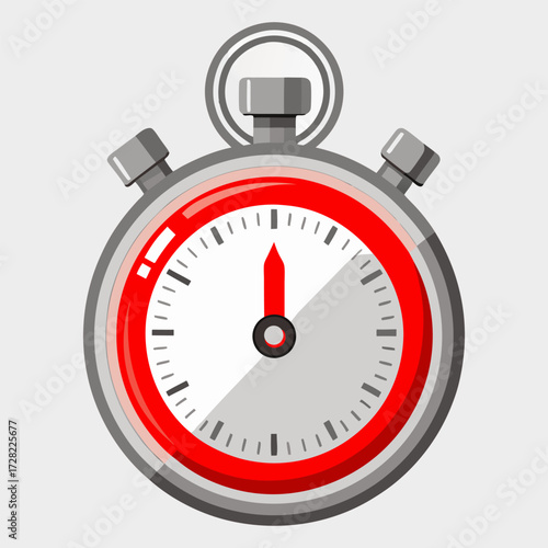 Realistic Silver Stopwatch Timer – Precision Time Measurement Illustration.