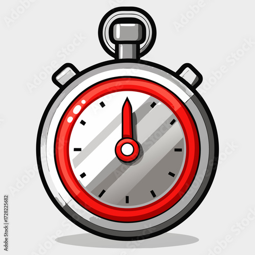Realistic Silver Stopwatch Timer – Precision Time Measurement Illustration.