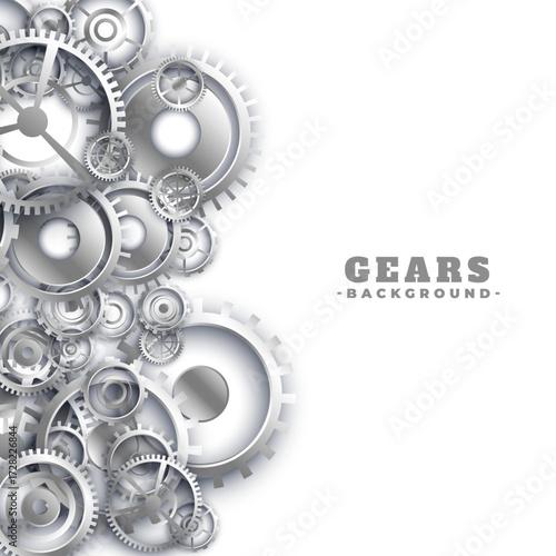 3d style metallic rack and pinion cogwheel background design