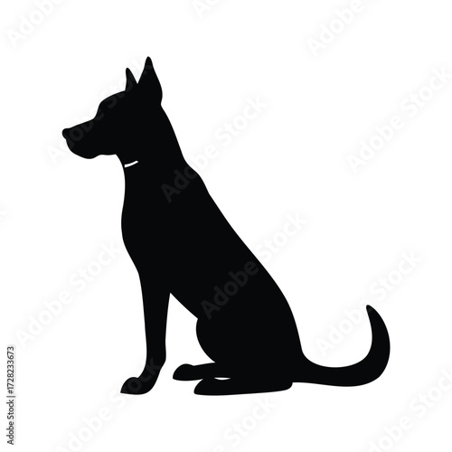 Silhouette of a dog sitting alertly, showing posture and elegant form, dog sitting obediently silhouette vector illustration