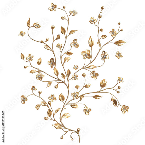 Wallpaper Mural Golden floral branch with diamond accents elegant design luxury jewelry isolated on a white background Torontodigital.ca