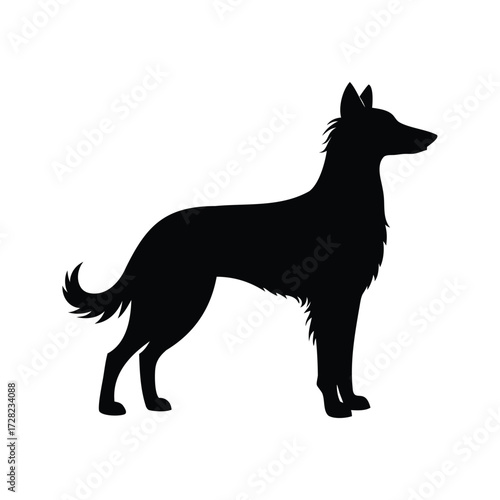Elegant Silhouette of a Belgian Shepherd Dog in Full Profile View, dogs silhouette vector illustration
