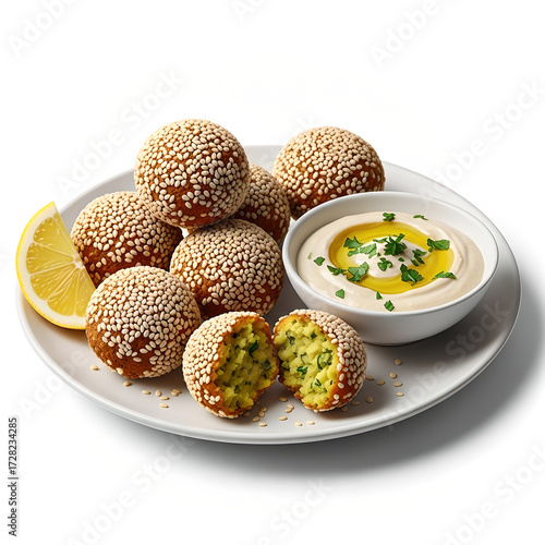 Crispy Falafel Balls with Hummus Dip